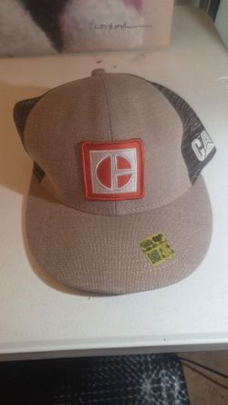 NWT Caterpillar CAT Trucker Hat Vintage Block C Pac-Man Logo Mesh Snapback Brown