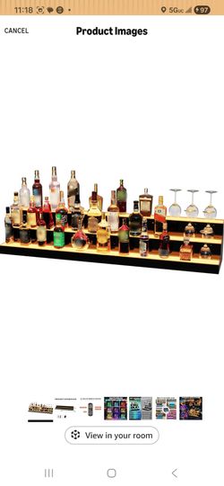 Lighted Liquor Bottle Display Shelf 60 Inch LED Bar Stand Acrylic 3 Tier