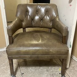 Brown Chair And Blue  swivel Seat