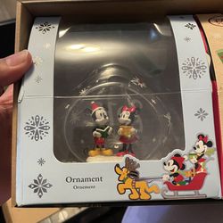 Mickey and Minnie Glass Drop Ornament 2016