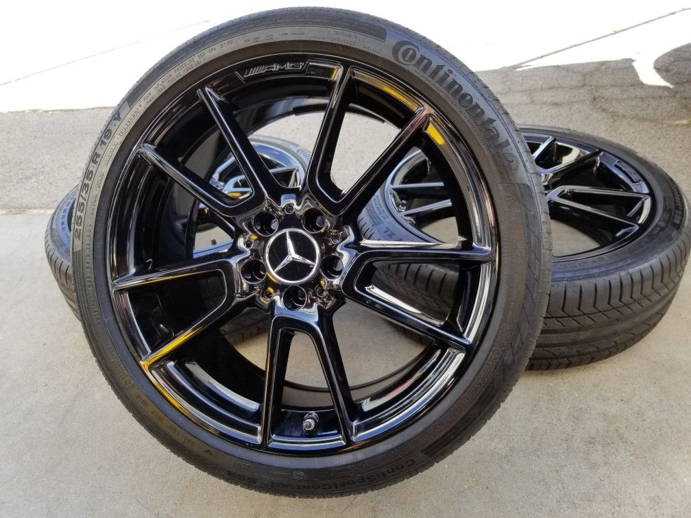 C43 AMG Original Mercedes 19" Black Wheels Rims Runflat Tires Sensors