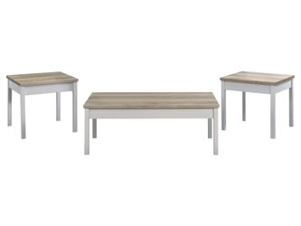 Stacie Antique Pine / White 3 Pc Coffee Table Set