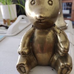 Vintage Solid Brass Teddy Bear Bookend/Paperweight