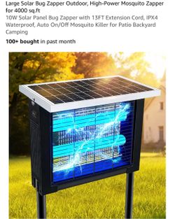 Large 12" Solar-Powered Outdoor Bug Zapper