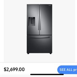 27 cu. ft. Large Capacity 3-Door French Door Refrigerator with External Water & Ice Dispenser in Black Stainless Steel