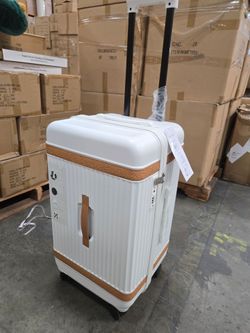 ✨Ultimate Travel Companion! 24" Trendy Trunk Luggage with Hidden Cup Holder & Vintage Lace Detail – Only $45!