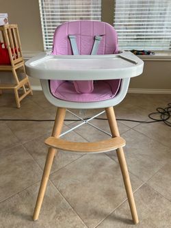 Babyjoy 3-in-1 Wooden High Chair – Pink – Clean + Complete