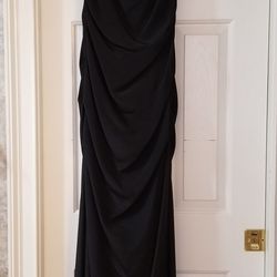 Nicole Miller Black Sleeveless Open Back Sequined Gown, Size 6