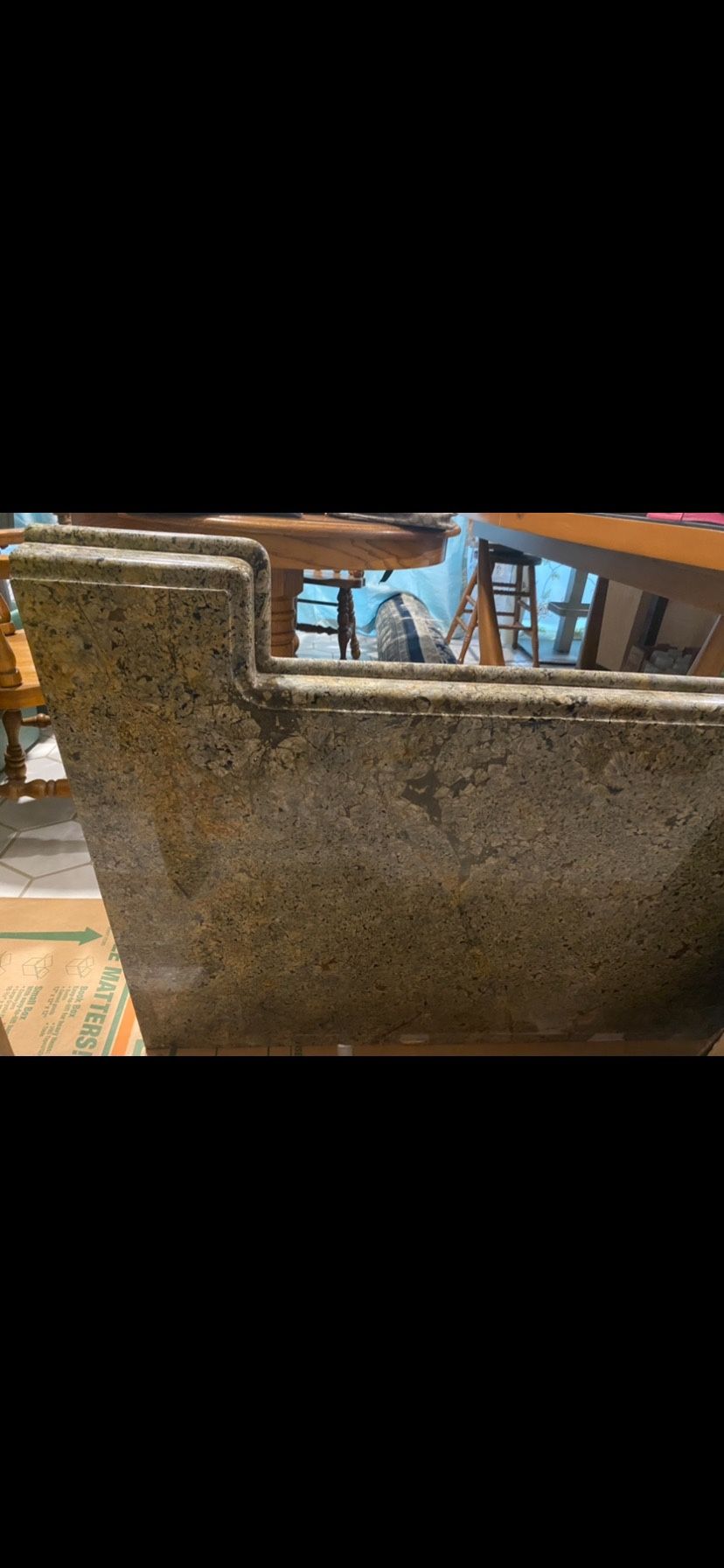L shaped Long Piece Of Granite Like New 98”.5” Long X 26” W Excellent Design Asking $775. Price Reduced For A Quick Sale…