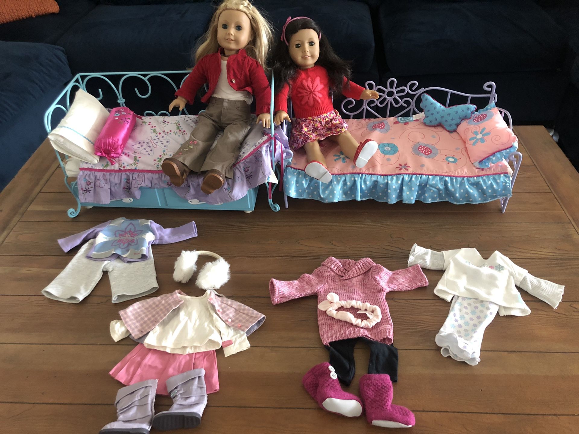 2 American Girl Dolls with Beds.