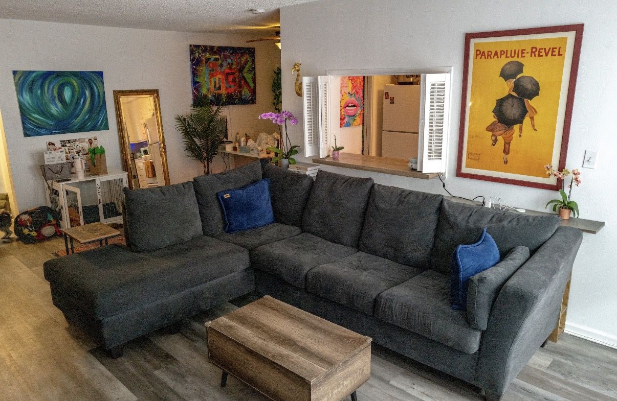 Charcoal 2 Piece Right Arm Facing Queen Sleeper Sectional