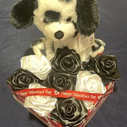 Handmade Satin Roses And  Dog Plush