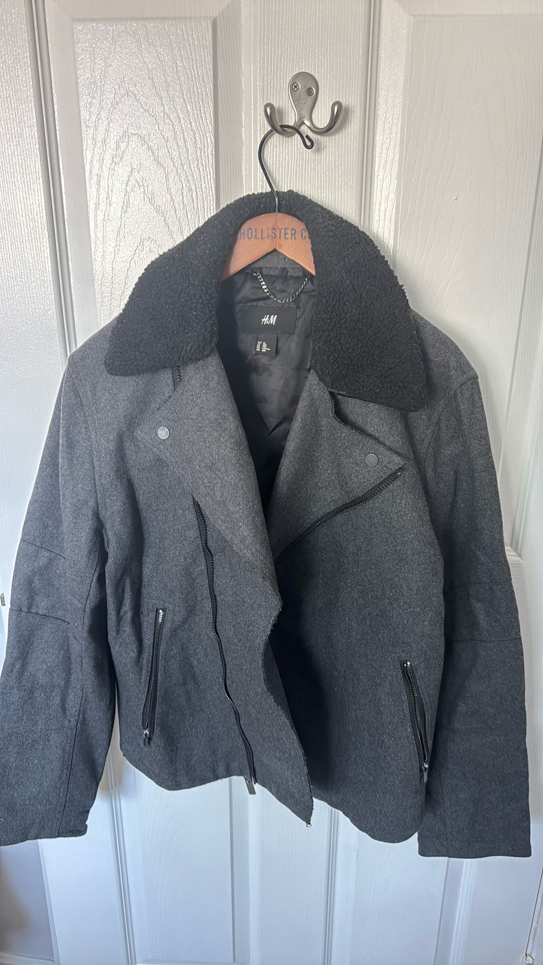 Grey Men’s H&M Wool Motorcycle Jacket