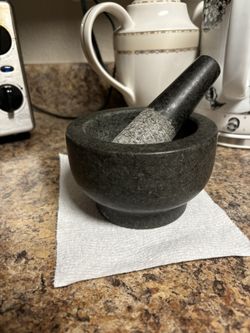 Mortar and Pestle Set 100% Granite Non-Slip Base Grinder