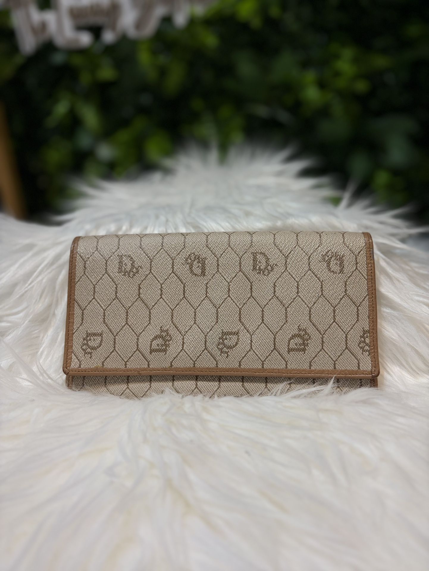 Vintage Christian Dior Honeycomb Bi-Fold Long Wallet