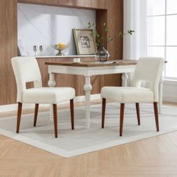 NEW TWO (2) White Velvet Accent Dining Chairs