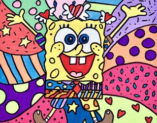 Handmade Spongebob in Romero Britto style (14x11)