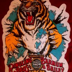 Vtg RINGLING BROS BARNUM & BAILEY Laminated Tiger Pennant 1985