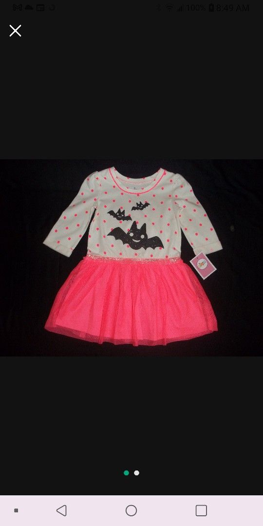 NWT girls adorable pink tulle Halloween bat dress many sizes -- 12 months 18 months 3T 4T