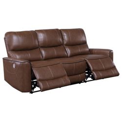 Upholstered Power Reclining Sofa Brown