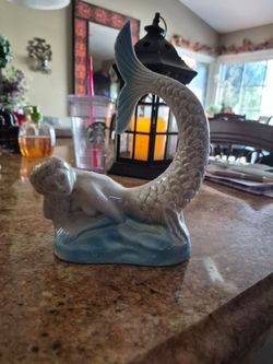 Vintage Large Mermaid Aquarium  Statue