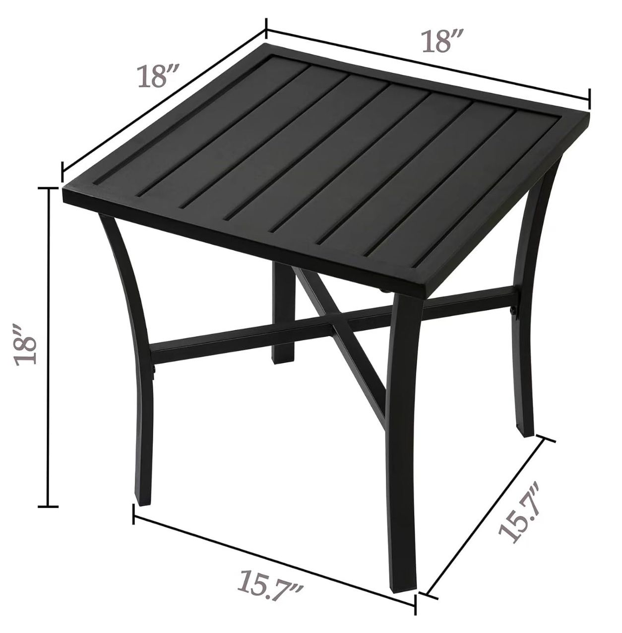 Outdoor Steel Side Table End Table for Patio, Backyard, Pool, Indoor Companion, Easy Maintenance and Weather Resistant, Black