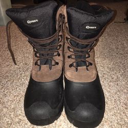 Quest black and brown leather duck boots