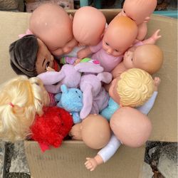 Box Of Toy Babies and Some Beanies 