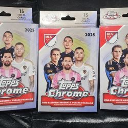 2025 Topps Chrome MLS Soccer Hanger Box! 3 Box Lot! New Factory Sealed!
