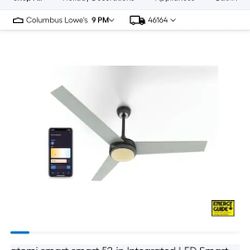 atomi smart smart 52-in Integrated LED Smart Black with Wood Blades Ceiling Fan With Light 
