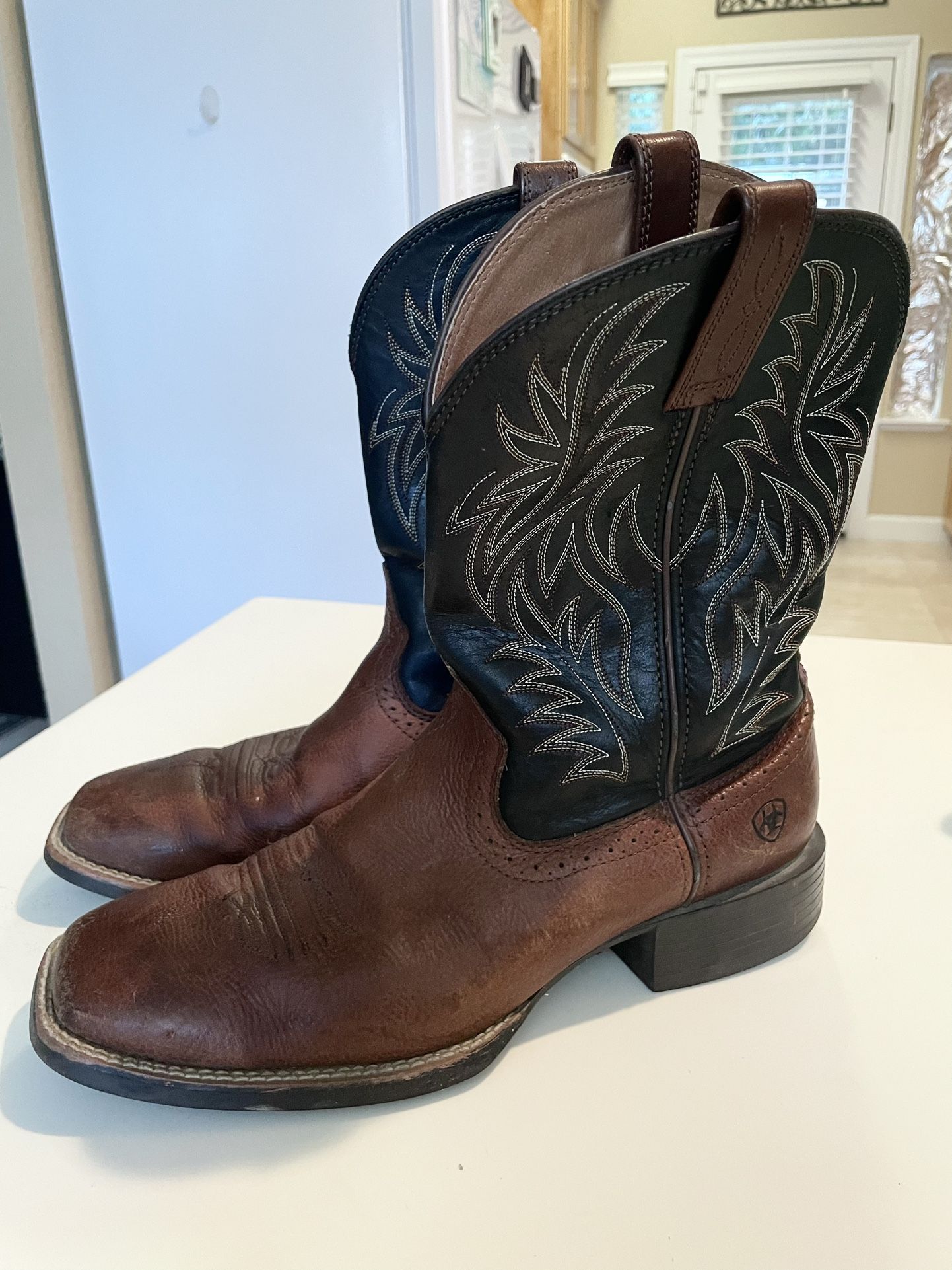 Ariat Mens Sport Western Wide Square Toe Boots Cognac Candy/Black 10029755 Size 11D