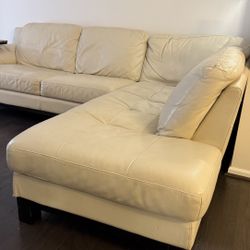 Off-White Pleather Sectional Couch – Used