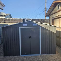 New in Box Assembled Need 8’ L x 10’’ W x 6.’ H galvanized steel Metal Storage Shed Outdoor Garden