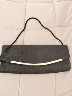Black Fabric Clutch Bag with Strap
