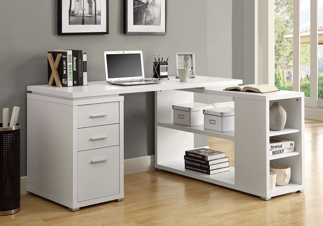 Monarch Specialties Hollow-Core Left or Right Facing Corner Desk, White