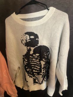 Romwe Skeleton Pattern Drop Shoulder Sweater
