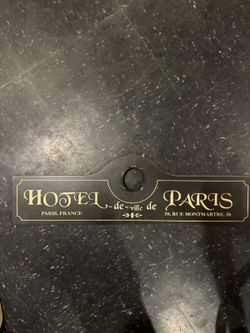 Hotel de Ville de Paris Wood Sign - Black and Gold, Vintage French Decor