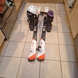 158cm Rossignol Skis  Salomon Boots 26.5. Helmet And Poles