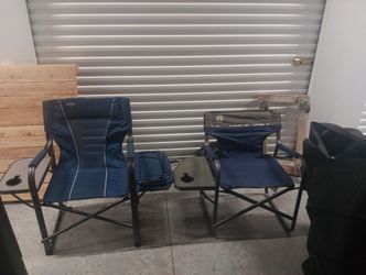 2 Foldable Chairs With Table And Cooler