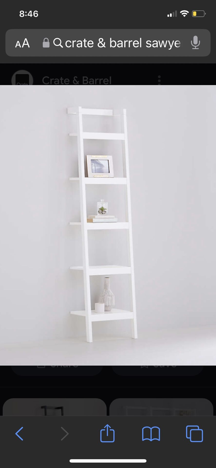 Crate & Barrel Sawyer Leaning Bookcase (White)