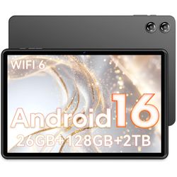 New Tablet 10 inch, Android 16 Tablet, 26GB RAM 128GB ROM 2TB Expand Computer Tablets, Octa-core Processor 7000mAh Battery, 1280x800 IPS Touch Screen,