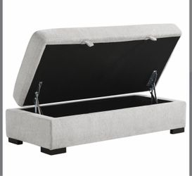 Light Grey Fabric Storage Ottoman