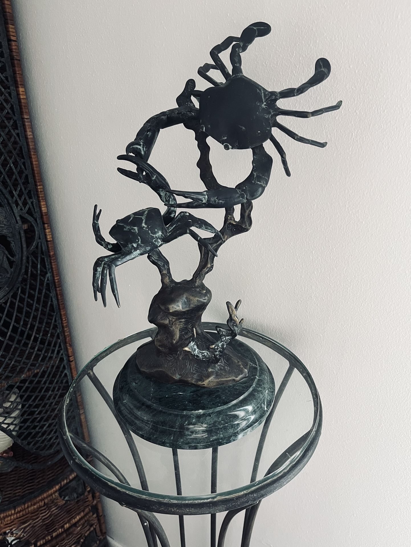 Bronze Crab Statue CRABS Marble Base