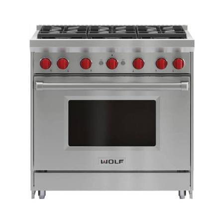 Wolf GR366 36" Pro-Style Gas Range with 6 Dual-Stacked Sealed Burners 