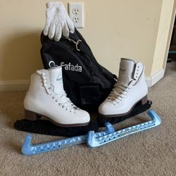Jackson Glacier Figure Skates 520 Size 6, Plus Skate Bag, Guards, And Supplies
