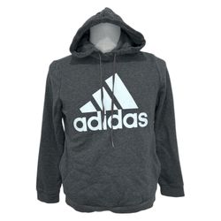 Adidas Men’s Grey Hoodie Pullover Sweatshirt Pockets Warm Athletic Size Large