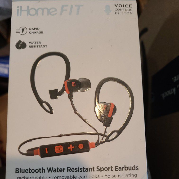 iHome Fit iB79BR Bluetooth Water Resistant Sport Earbuds Black Red