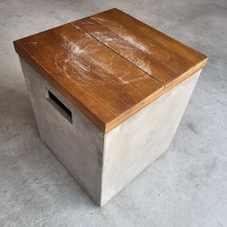 concrete box stool with wooden top