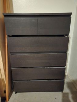 IKEA Malm 6-Drawer Tall Dresser Black-Brown