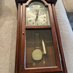 Grandfather Clock Vintage Tempus Fugit Strasbourg Quartz Westminster Chime Wood Wall Clock Cabinet